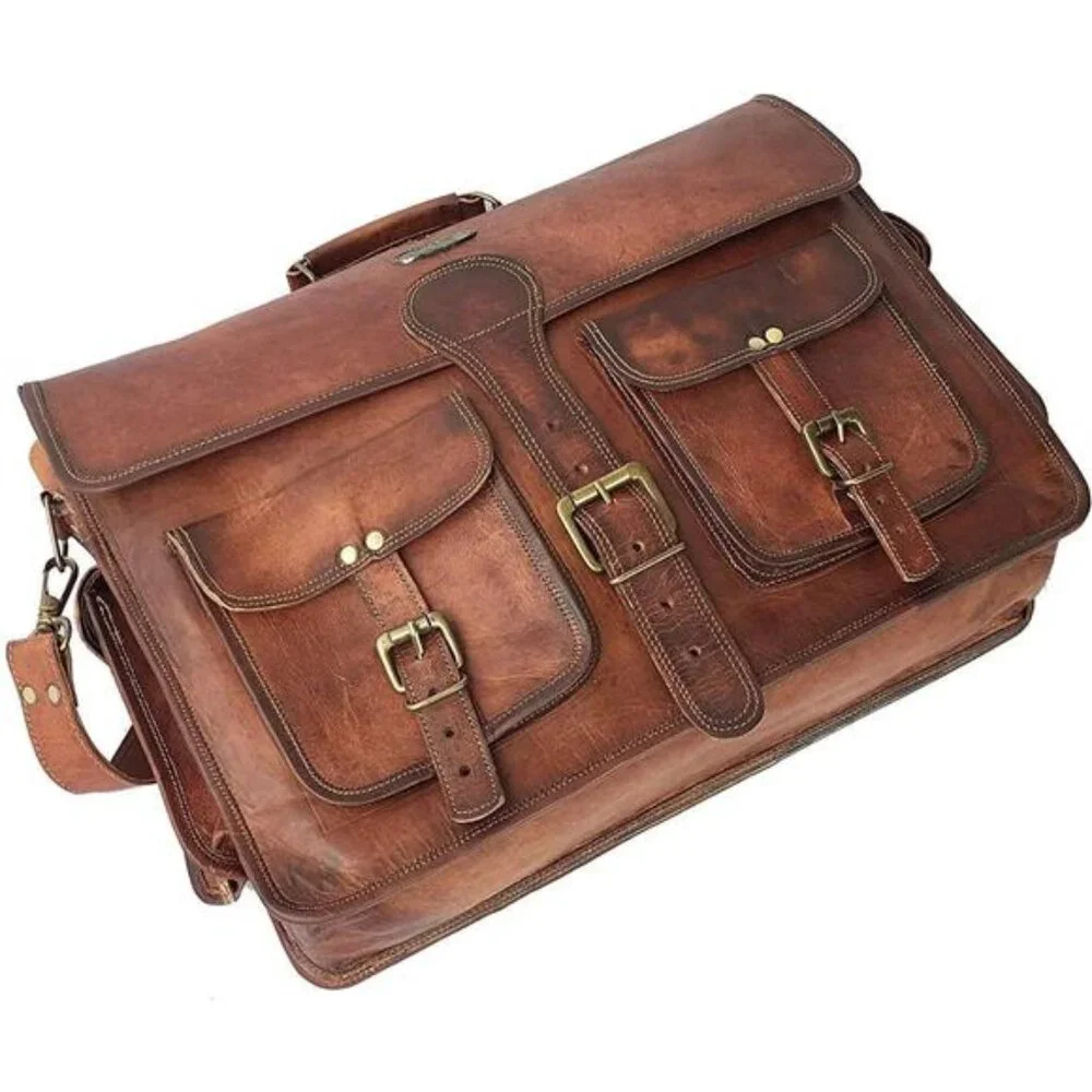 Leather Messenger Bag for Men, 18 Inch Laptop Crossbody, Handmade Leather